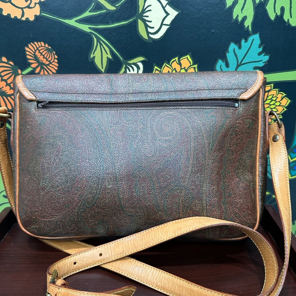 Etro Milano Vintage 1990s Paisley Crossbody Bag with Leather Trim - Picture 8 of 11